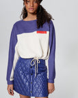 RUE Les Createurs Ecru Color Block Lace Up Sweatshirt  - Porterist 3