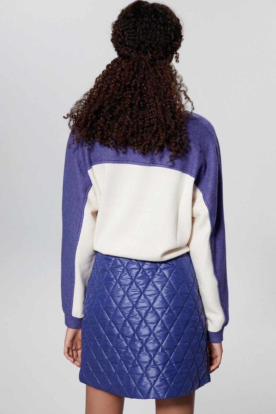 RUE Les Createurs Ecru Color Block Lace Up Sweatshirt  - Porterist 4