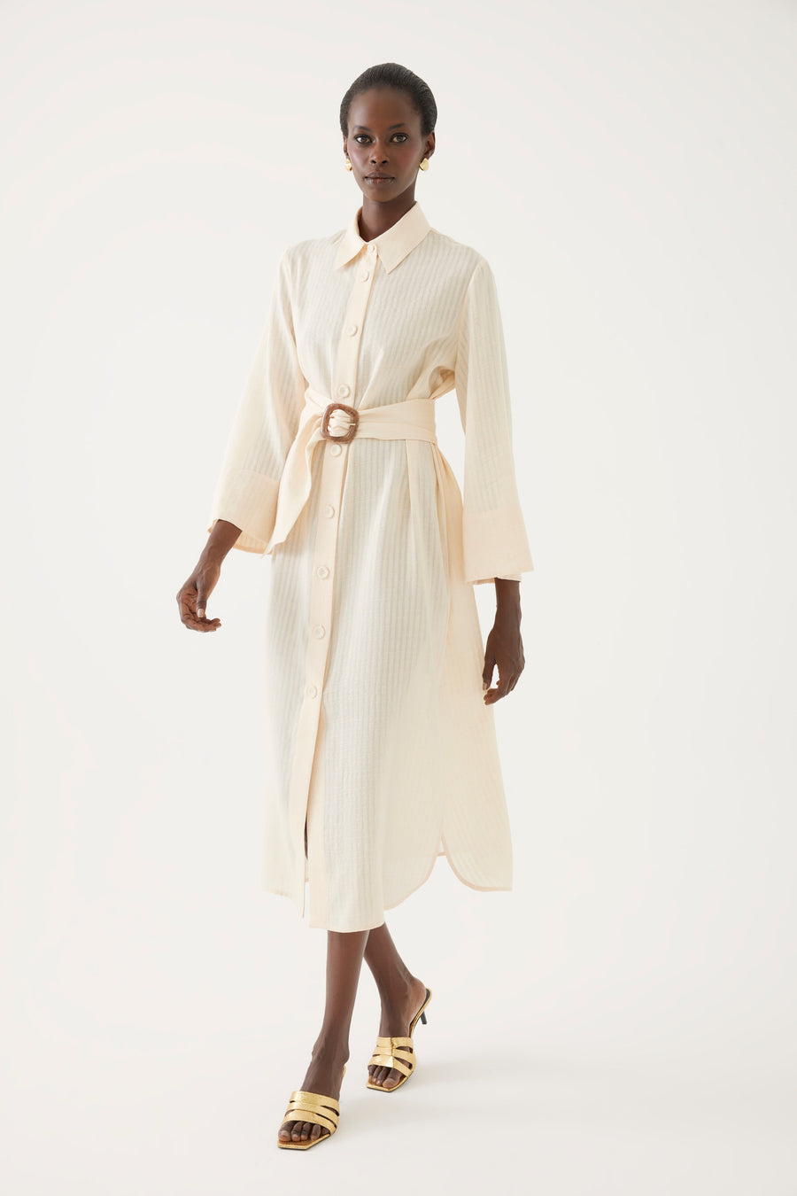 Side Slit Shirt Dress With Belt | Porterist