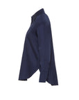 Navy Blue Oversize Shirt With Wide Collar Button Detail