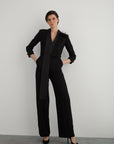 Black Jumpsuit With Fleece And Stone Details | Porterist