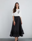 Black Organza Skirt With Lace Detail | Porterist