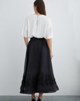 Black Organza Skirt With Lace Detail | Porterist