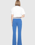 Blue Pants With Knitwear Rib Band Belt And Slit Trotter