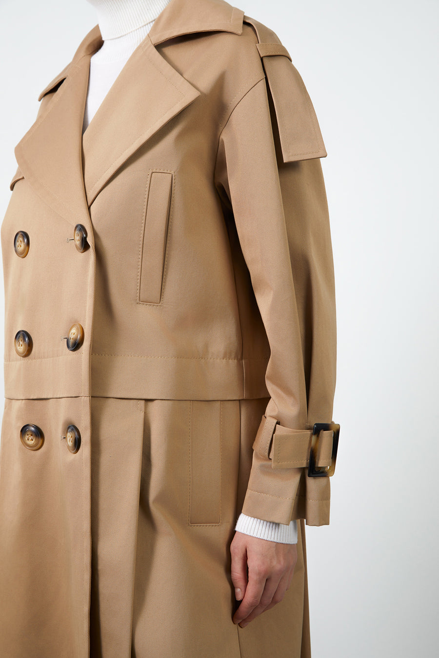 Brown Trenchcoat With Detachable Skirt And Belt Buckle