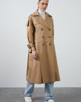 Brown Trenchcoat With Detachable Skirt And Belt Buckle