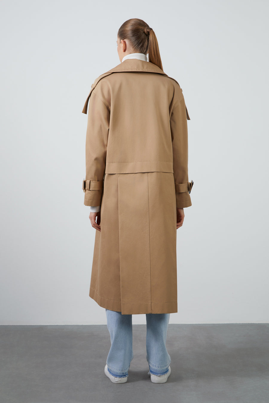 Brown Trenchcoat With Detachable Skirt And Belt Buckle