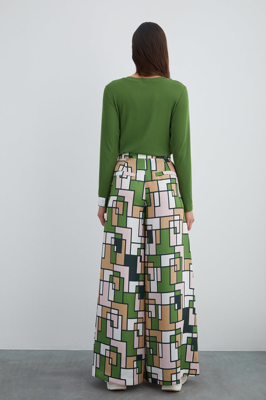 Custom Pattern Green Palazzo Trousers | Porterist