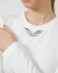 Ecru Blouse With Label Detail And Collar Stones | Porterist