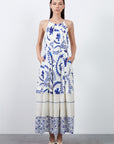 Halter Neck Midi Dress With Ties At The | Porterist