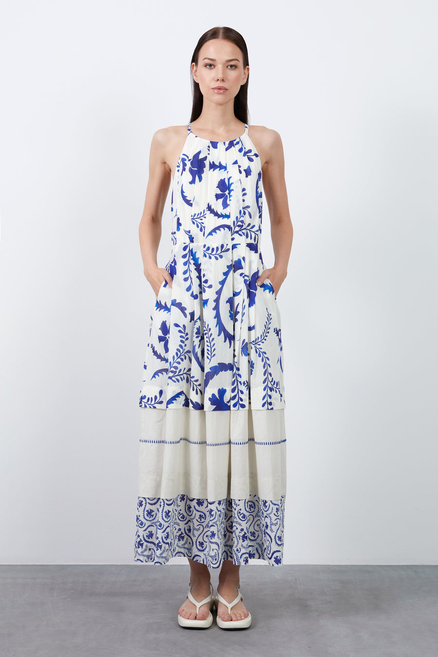 Halter Neck Midi Dress With Ties At The | Porterist