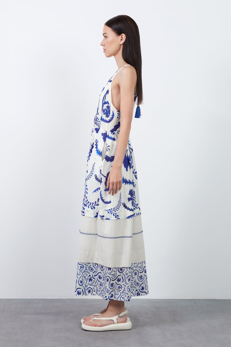 Halter Neck Midi Dress With Ties At The | Porterist