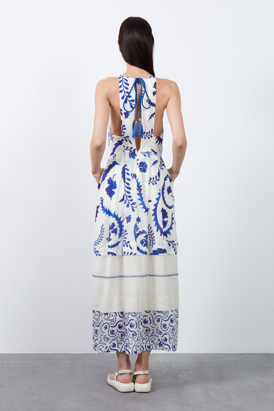 Halter Neck Midi Dress With Ties At The | Porterist