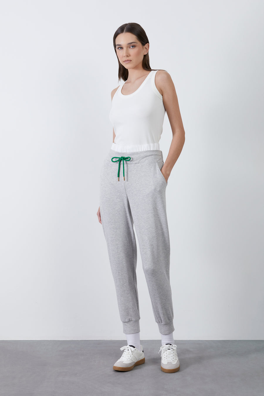 Lace - up Waist Elasticated Grey Tracksuit | Porterist