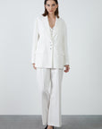 Linen Ecru Jacket With Single Row Buttons | Porterist