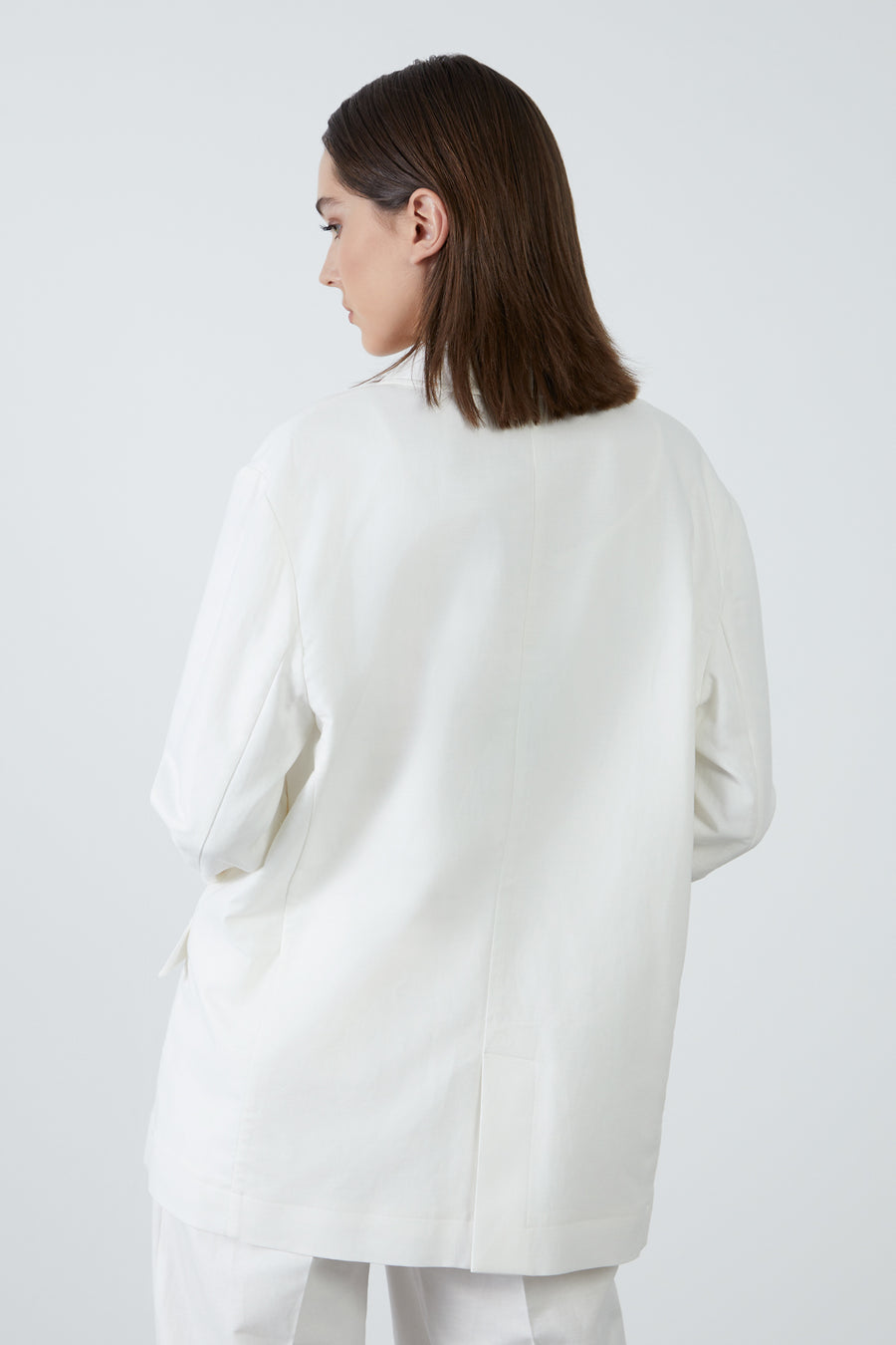 Linen Ecru Jacket With Single Row Buttons | Porterist