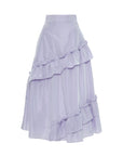 Mid Length Purple Skirt With Frill Detail And Back Zipper