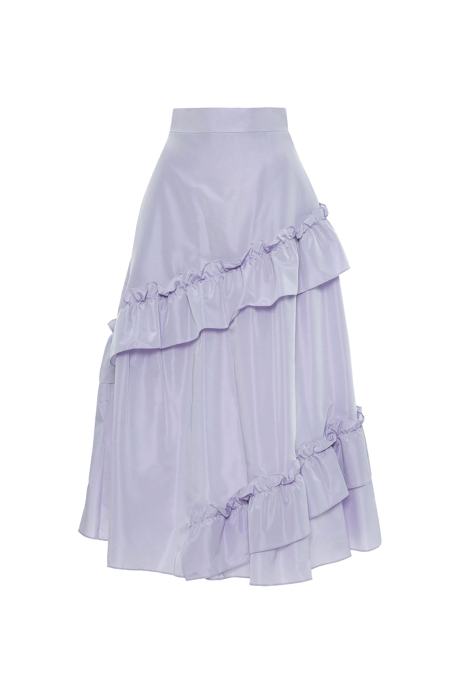 Mid Length Purple Skirt With Frill Detail And Back Zipper