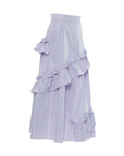 Mid Length Purple Skirt With Frill Detail And Back Zipper