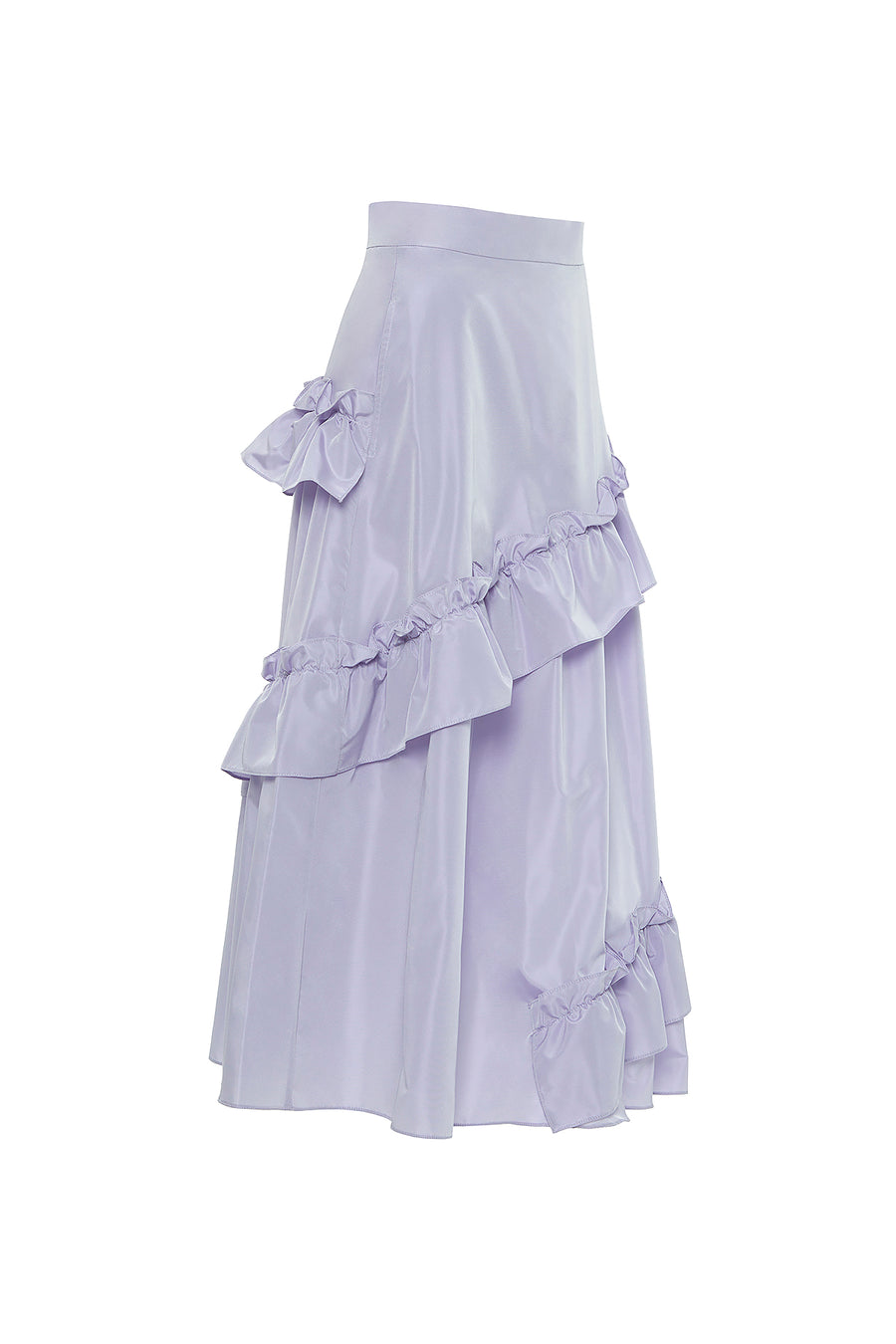 Mid Length Purple Skirt With Frill Detail And Back Zipper