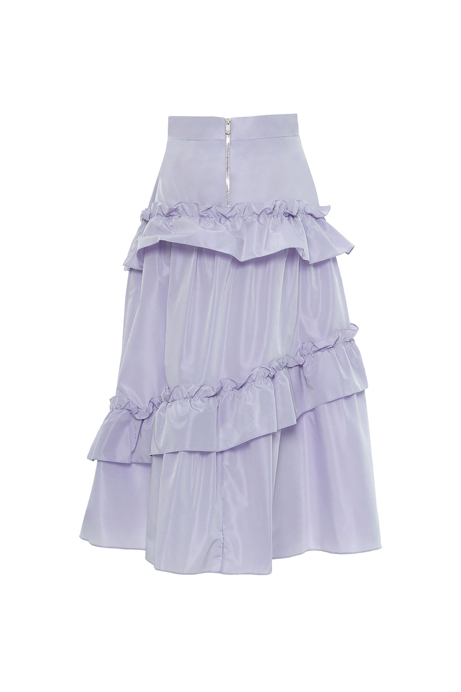 Mid Length Purple Skirt With Frill Detail And Back Zipper