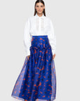 Patterned Long Navy Blue Skirt | Porterist