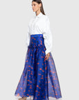 Patterned Long Navy Blue Skirt | Porterist