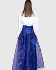 Patterned Long Navy Blue Skirt | Porterist