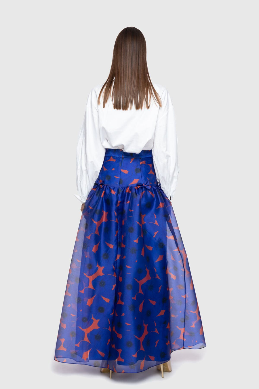 Patterned Long Navy Blue Skirt | Porterist