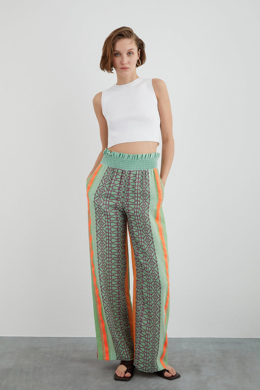 Patterned Trousers With Waist Detail | Porterist