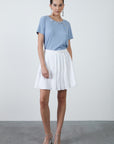 Pleated Linen Mini White Skirt | Porterist