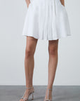 Pleated Linen Mini White Skirt | Porterist