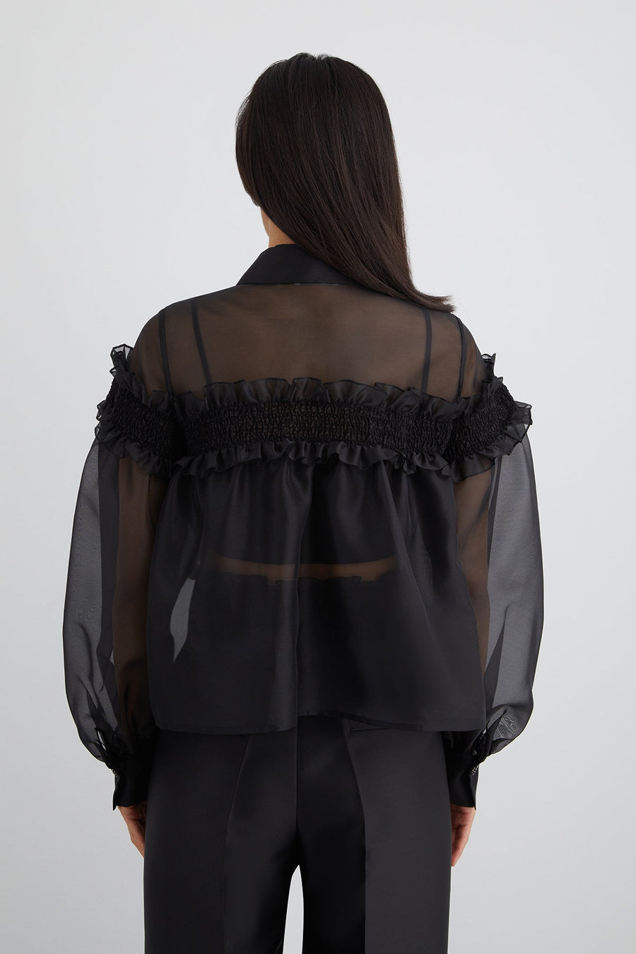 Ruffled Gimp Detailed Organza Blouse | Porterist