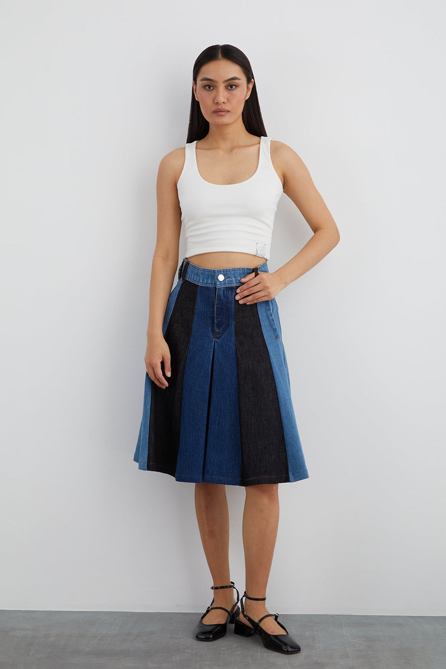 Segmented Bermuda Jean Skirt | Porterist