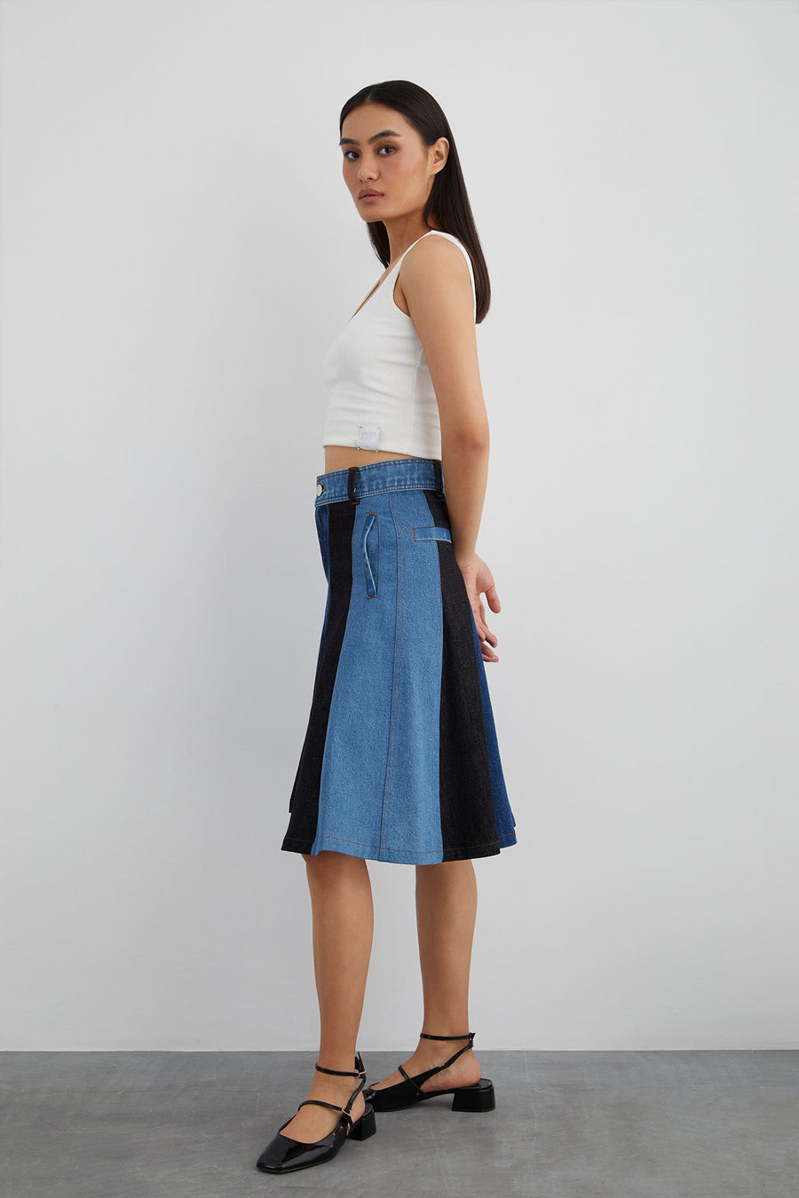 Segmented Bermuda Jean Skirt | Porterist