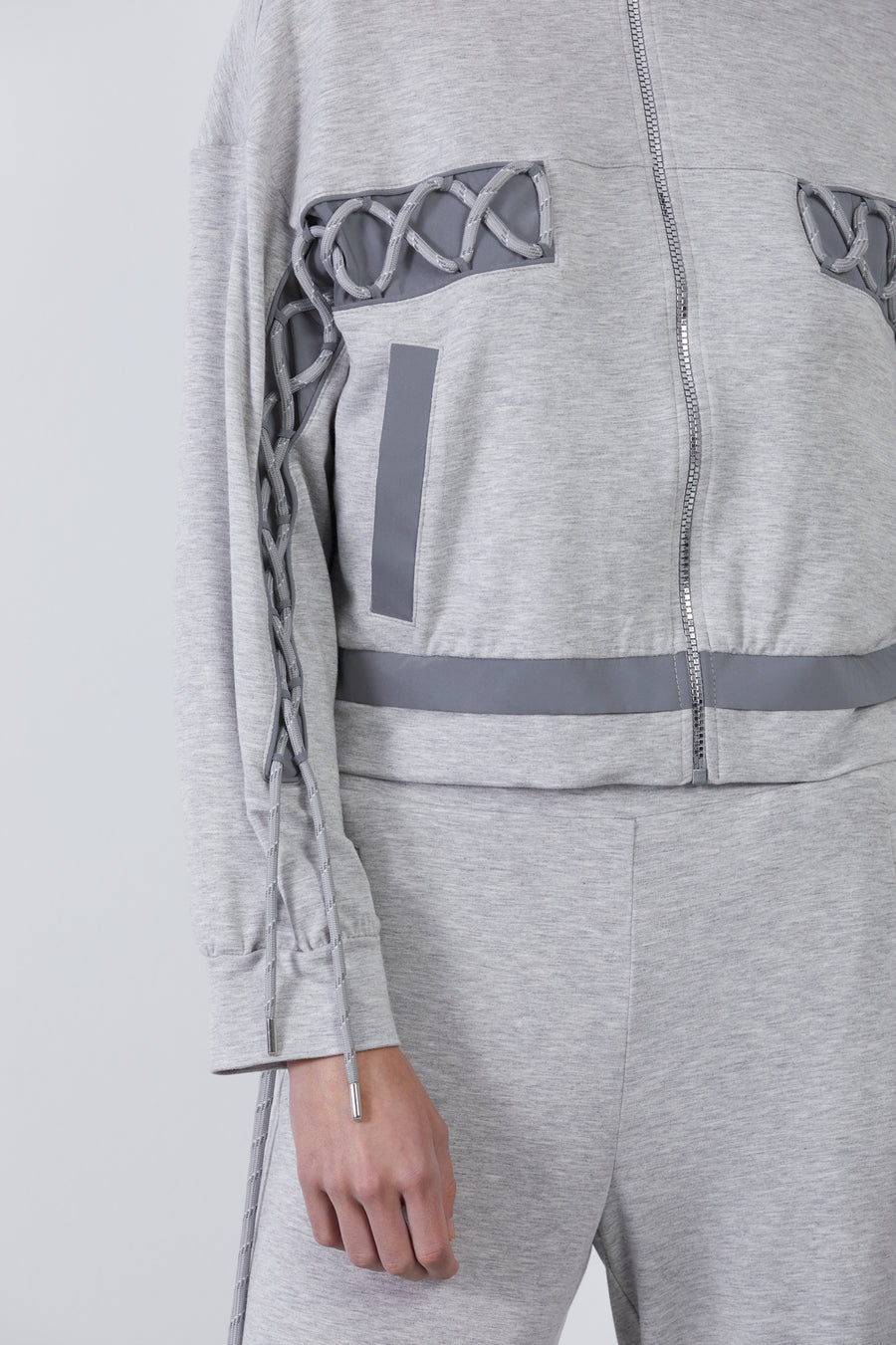 Zippered Grey Jacket With Cord Detail | Porterist