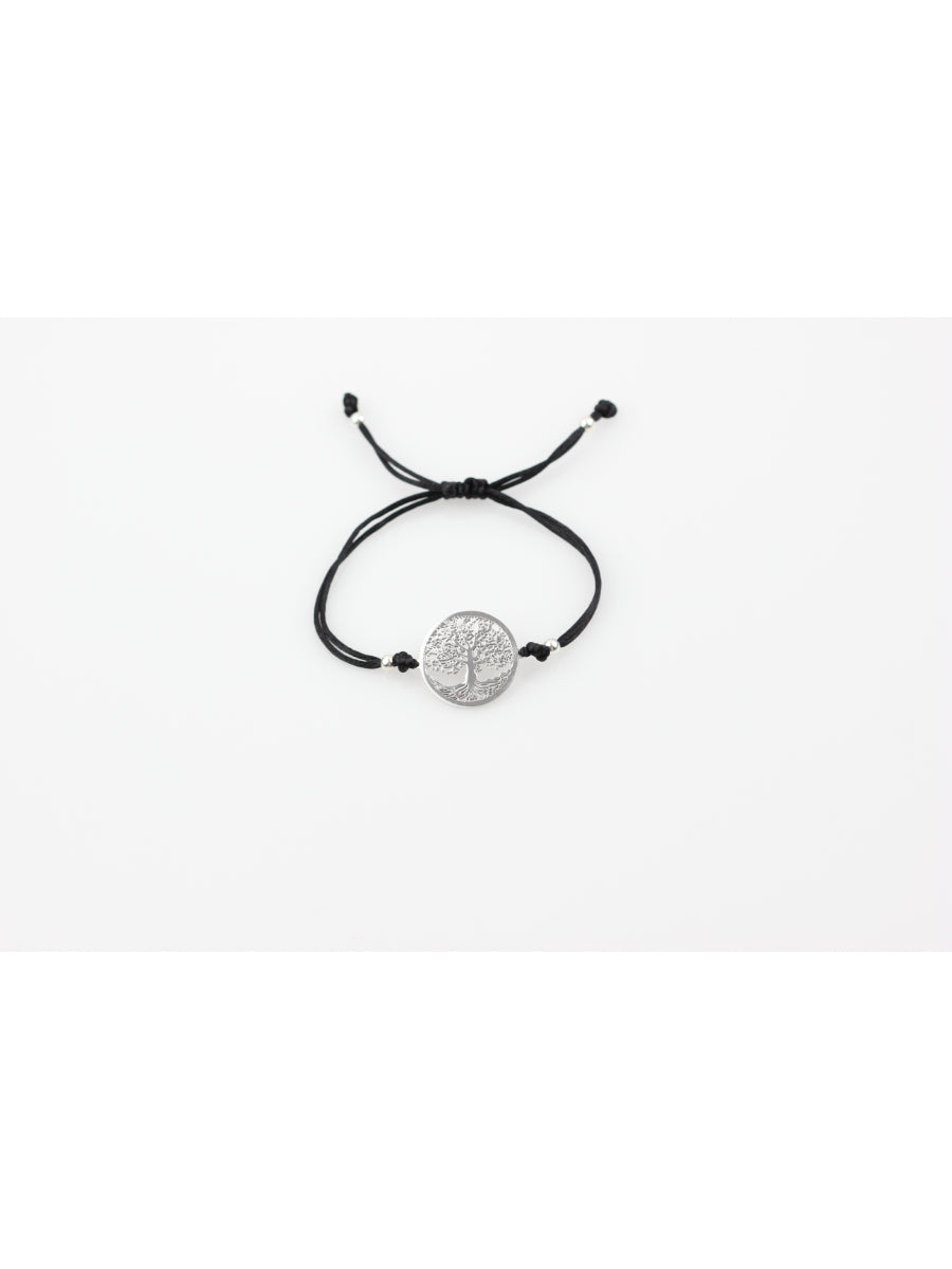 Tree Of Life Rope Bracelet Black - Silver | Porterist