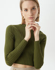 Khaki Basic Knitwear Top | Porterist