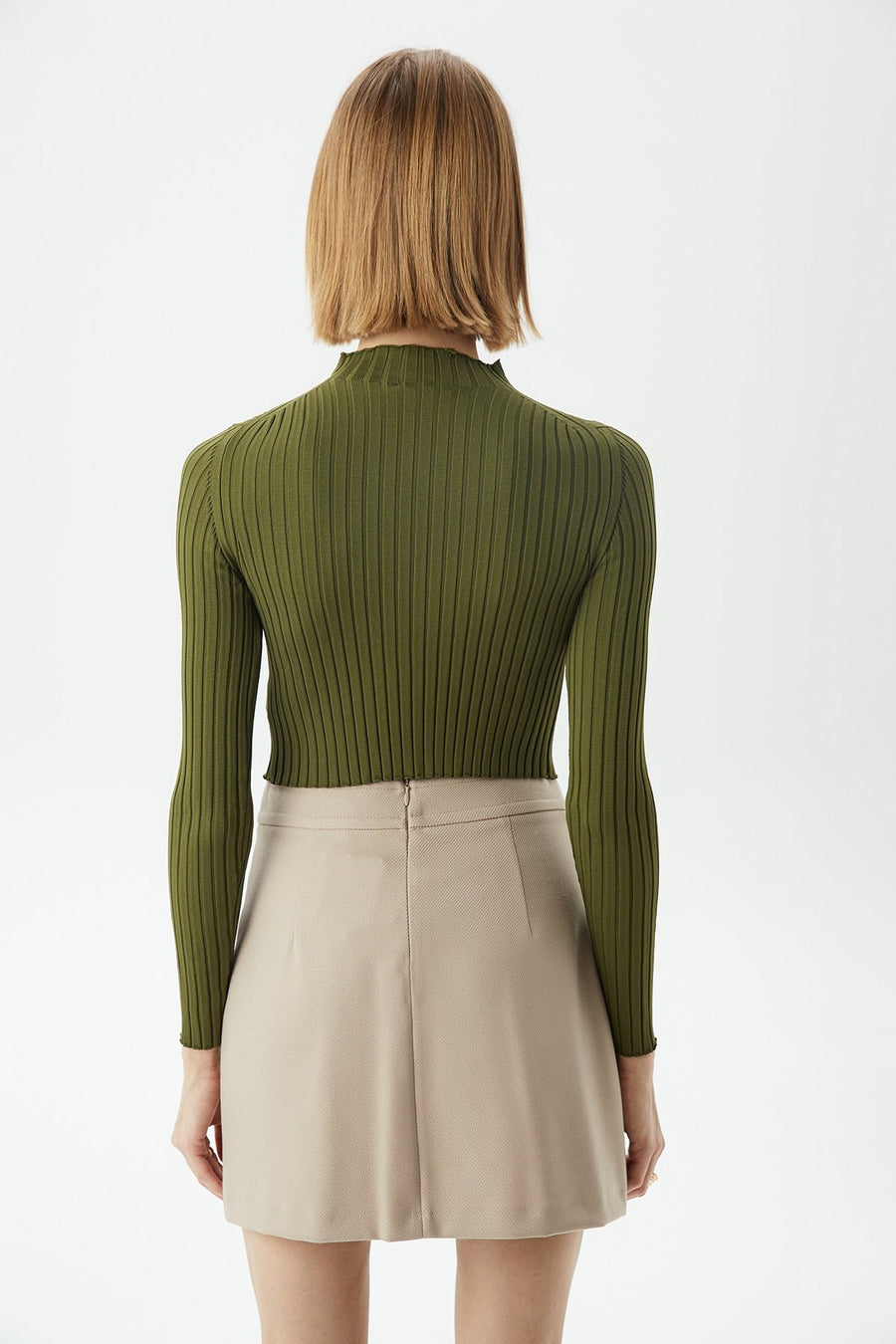 Khaki Basic Knitwear Top | Porterist