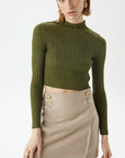 Khaki Basic Knitwear Top | Porterist