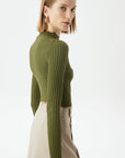 Khaki Basic Knitwear Top | Porterist