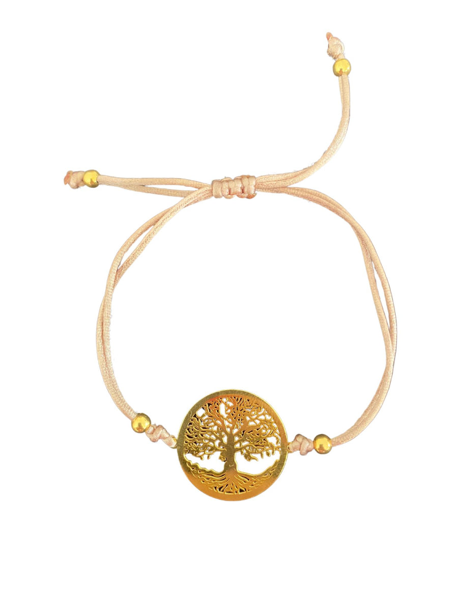 Tree Of Life Rope Bracelet Beige - Gold | Porterist