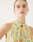 Retro Print Neck Tie Halter Blouse | Porterist