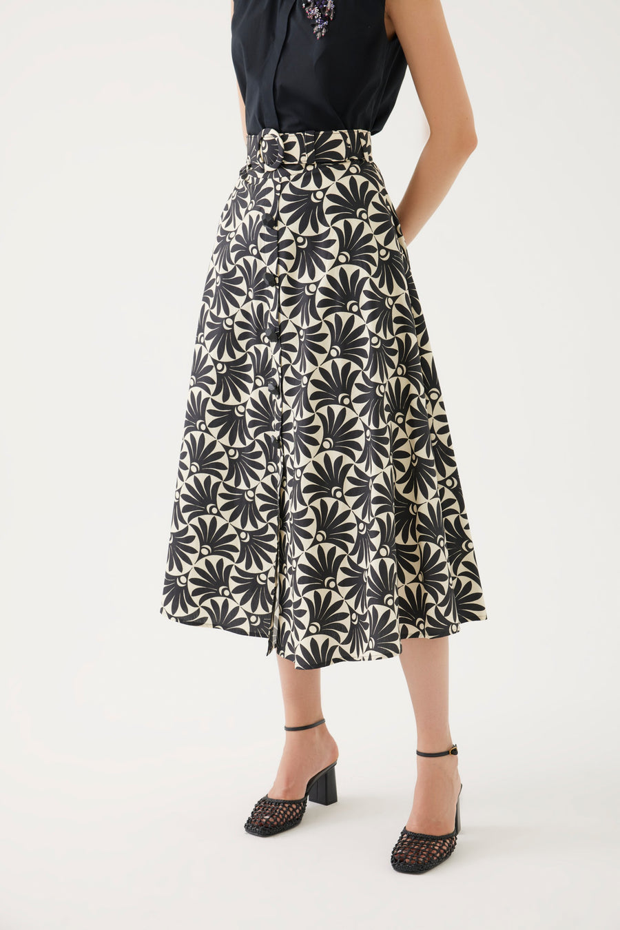 Floral Print A - line Skirt With Belt | Porterist