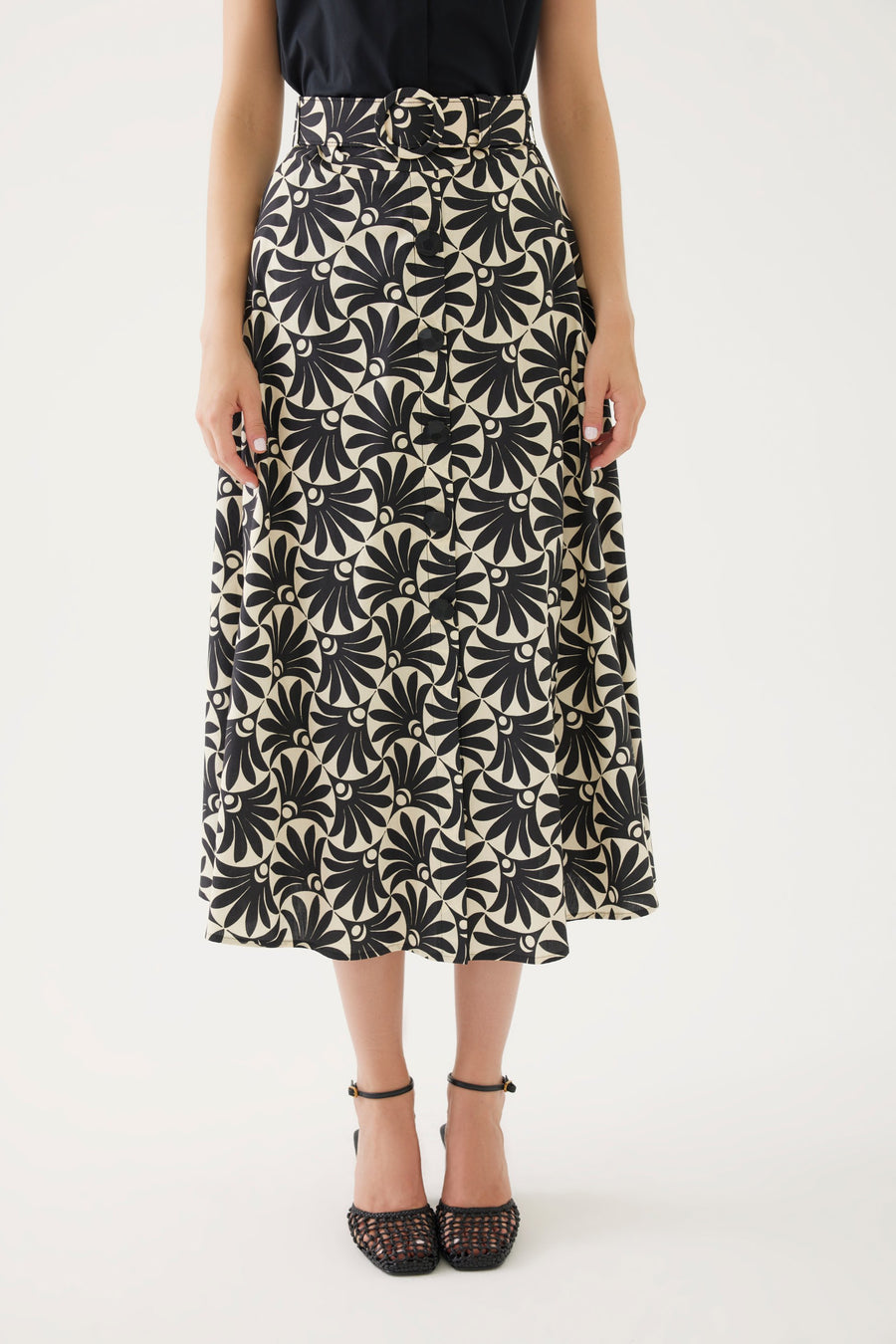 Floral Print A - line Skirt With Belt | Porterist