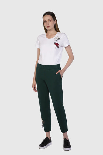 Green Carrot Trousers With Embroidery Detail | Porterist