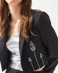 Black Embroidered Crop Jacket | Porterist