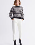 Bike Collar Striped Pattern Black Knit Sweater | Porterist