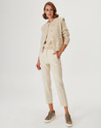 Chain Kantan Embroidered Beige Wool Knit Jacket | Porterist