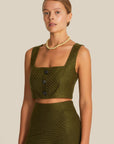 Sweetheart Neckline Khaki Tweed Bustier | Porterist